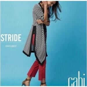 Cabi 5802 Stride Sweater Black White Long Duster Cardigan Limited Edition XL